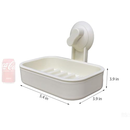 FixtureDisplays® Soap Dish with Suction Cup Wall Mount, Double Layer Self Draining Soap Holder, No Drill PP Plastic Soap Tray for Bathroom Kitchen Sink, 5.43 x 3.86 x 3.94 Inch 22054-2D