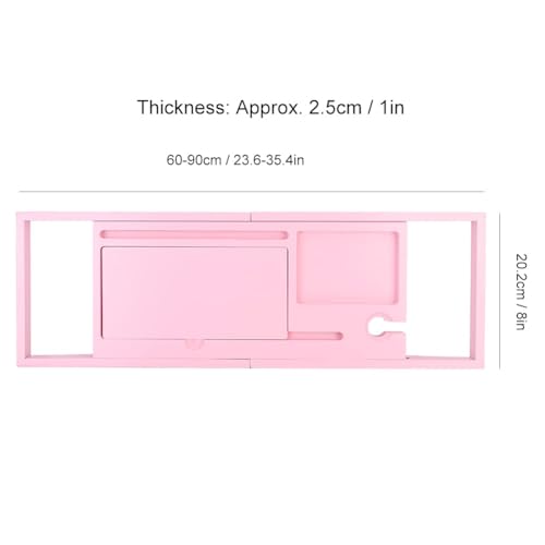 JEOZBM Bath Tray, Bamboo Bath Table Tray, Retractable Bathtub Shelf,Bathtub Caddy Tray, Expandable Bathroom Accessories for Wine, Phone, Book(90CM-Rose) - color: Rose