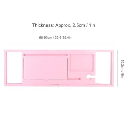 JEOZBM Bath Tray, Bamboo Bath Table Tray, Retractable Bathtub Shelf,Bathtub Caddy Tray, Expandable Bathroom Accessories for Wine, Phone, Book(90CM-Rose) - color: Rose