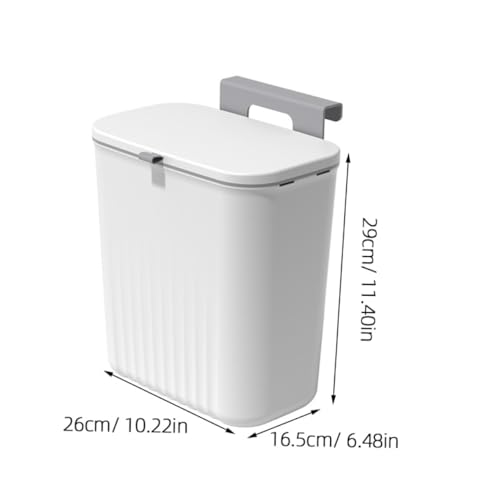 Hanging Kitchen Trash Can with Lid Wall-Mounted Waste Bucket Plastic Hook Holder Small Garbage Bin for Cabinet Door Bathroom and Rv Use