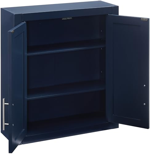 Crosley Furniture Savannah Wall Mounted Bathroom Storage Medicine Cabinet with Shelves, Navy - color: Navy, style: Wall Cabinet