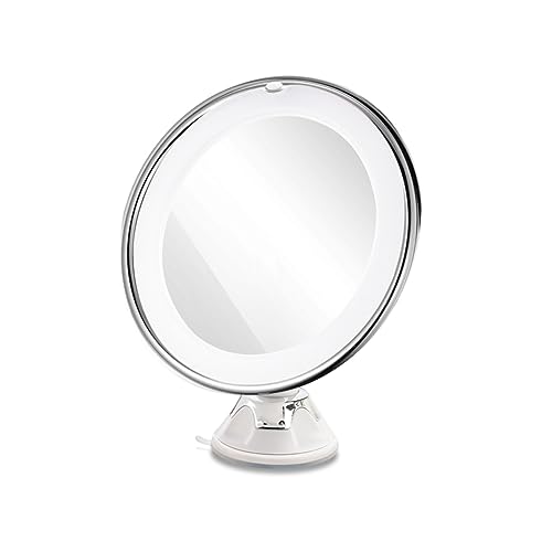 Baluue Magnifying Led Makeup Mirror with Suction Cup Portable Round Vanity Mirror for Home and Travel for Precision Cosmetic Application White - size: 20.00X20.00X19.80CM