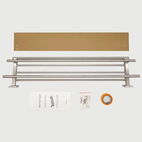 Towel Rack with Shelf 32 Inch Double Towel Racks for Bathroom Brushed Nickel Bath Towel Holder SUS304 Stainless Steel Towel Rack Wall Mounted Modern Towel Hanger - color: Brushed Nickel, size: 32 Inch/ 80cm