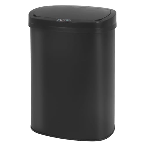 Kitchen Trash Can Automatic Black Trash Can with Lid 13 Gallon Garbage Bin | Motion Sensor Bathroom Trash Can,50 Liter Touchless Trash Bin,Garbage Can Waterproof Wastebasket for Toilet,Office,Caravans, - color: Black