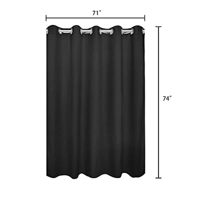 River Dream Black Waffle Weave Shower Curtain with Snap-in Liner,Cotton Blend Fabric Heavy Duty,No Hooks Needed Shower Curtain for Bathroom,Hotel Quality Shower Curtain Set,71 x 74 inches - color: Black, size: 71"W x 74"L (Pack of 1)