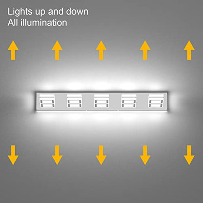 Ralbay 5 Light Modern LED Vanity Light Chrome Bathroom Light Fixtures Acrylic Up and Down Bathroom Wall Mounted Lighting Over Mirror - color: Chrome, size: 5 Light