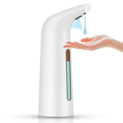 Automatic Soap Dispenser Touchless White Battery Powered | Sensitive Automatic Induction Pump Transparent Liquid Window IPX6 Waterproof for Home And Commercial Space Use - color: White