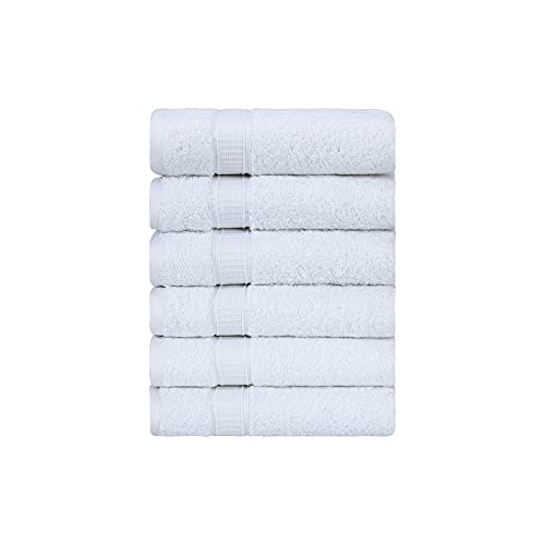 LA HAMMAM - 6 Pack 16” × 28” Turkish Cotton Hand Towels for Bathroom, Face, Hotel, Gym, & Spa | Extra Soft Feel Fingertip, Quick Dry and Highly Absorbent Luxury Premium Quality Towel Set - White - color: White, size: Hand Towels- 6 Pack