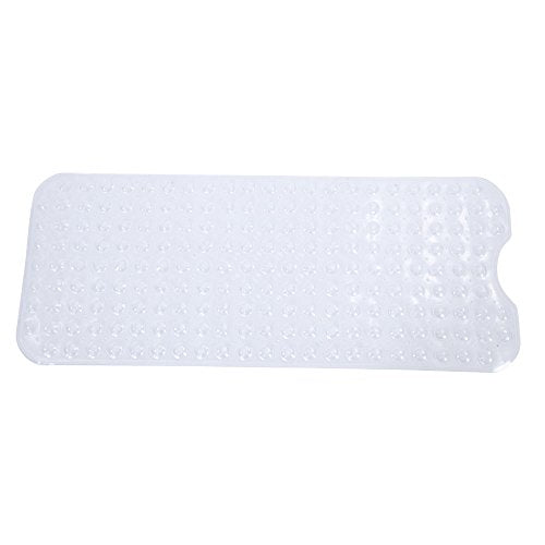 Bath Tub Shower Mat 39 x 15 Inch Non-Slip and Extra Large, Bathtub Mat with Suction Cups, Machine Washable Bathroom Mats with Drain Holes (Transparent)