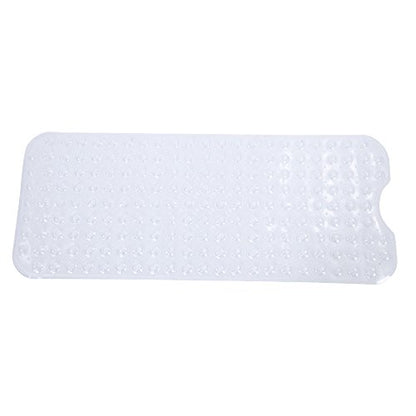 Bath Tub Shower Mat 39 x 15 Inch Non-Slip and Extra Large, Bathtub Mat with Suction Cups, Machine Washable Bathroom Mats with Drain Holes (Transparent)