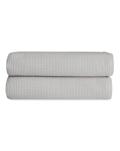 Cozy Earth Waffle Bath Towels, Mini Textured Waffle Weave Pattern | 60% Cotton 40% Viscose from Bamboo Bath Towels 30 x 58 Inches, Soft and Absorbent Terry, 2 Pack Light Grey - color: Light Grey, size: Bath Towel