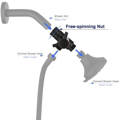 PDPBath Brass 3 Way Shower Arm Diverter Valve for Handheld Shower Head and Fixed Shower Head, G1/2 Universal Connection - Oil Rubbed Bronze - color: Oil Rubbed Bronze-1