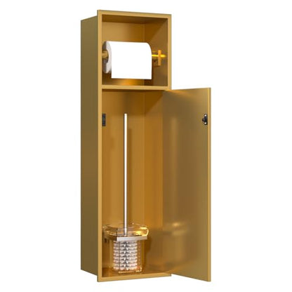 Recessed Toilet Paper Holder, in Wall 25" X 7" Toilet Paper Holder Storage, 304 Stainless Steel Tissue Roll Dispenser, Niche Shelf for Bathroom Space Saving Design, Gold