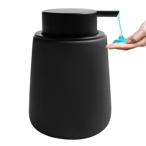 Soap Dispenser Ceramic with Easy-to-Press Pump Hand Lotion Liquid Dispenser for Shampoo Bathroom Kitchen 12 oz Black - color: Black