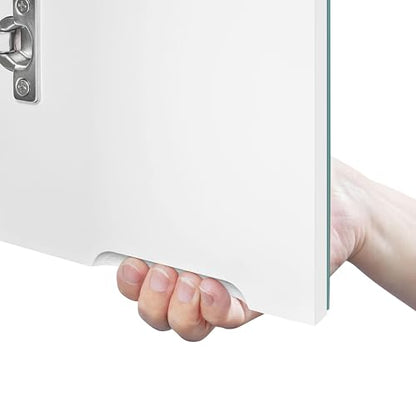 Yaheetech Bathroom Wall Mount Medicine Cabinet with Frameless Mirror Doors | Storage Cupboard with Adjustable Shelf for Living Room, Laundry Room, Mudroom, Bathroom Mirror Cabinet - style: 2 Doors