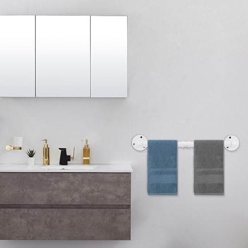 Industrial Pipe Towel Rack Towel Bar, Heavy Duty Wall Mounted Rustic Farmhouse Bath Towel Holder for Bathroom (White, 18 inch) - color: White, size: 18 inch