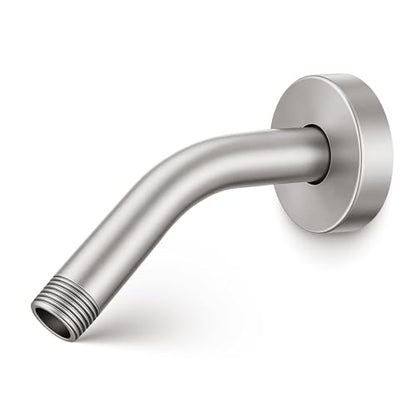 Brushed Nickel Shower Arm 6" Shower Extension Arm with Flange and Teflon Tape, Solid Brass Construction 1/2″ NPT, Close to Wall Shower Replacement for for Shower Head & Handheld Shower Head - color: Brushed Nickel