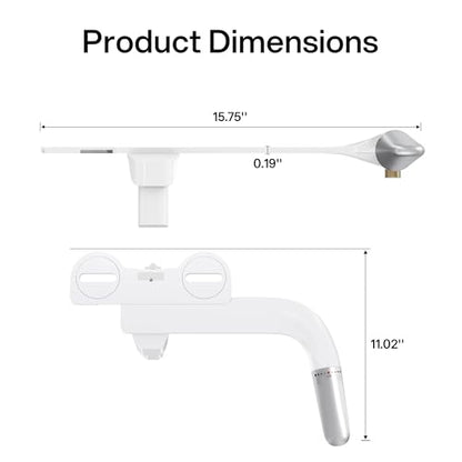 hansrapo Left-Hand Bidet Attachment – Left Side Control for Tight Bathroom Spaces, Non-Electric, Dual Nozzle, Adjustable Water Pressure, Self-Cleaning,Ultra-slim Left Handed Bidet.