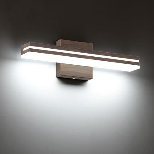 SineRise 16-Inch LED Modern Bathroom Vanity Light Bar, Brown Modern Acrylic Bathroom Wall Lighting Fixtures Over Mirror (Cool White 6000K) - color: Brown-Cool White, size: 16-Inch