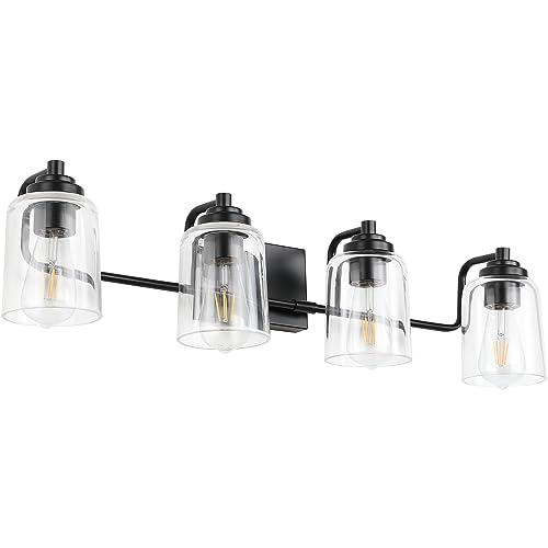 Solfart 4 Lights Matt Black Bathroom Vanity Lights Over Mirror - color: Matt Black, size: 4 Lights
