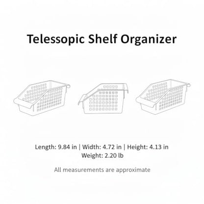 Telescopic Shelf Organizer, Adjustable Stainless Steel Cabinet Divider for Under Sink, Kitchen, Bathroom, and Closet Storage - size: 9.84 x 4.72 x 4.13 in
