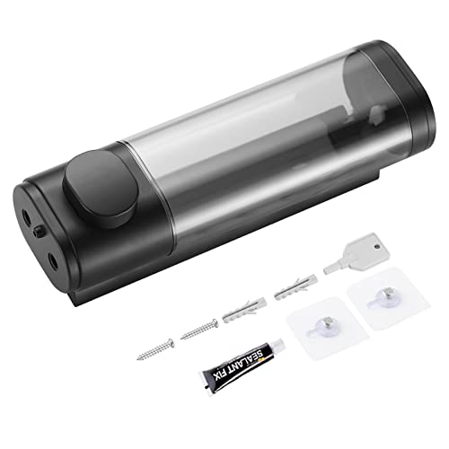 Pollock Shampoo and Conditioner Dispenser Wall Mounted | Shower Soap Dispenser 2 Chamber No Drill, Shampoo Dispenser for Shower, Body Wash Dispenser for Bathroom, Large Capacity - color: Black 1 Chamber