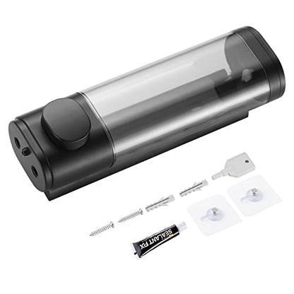 Pollock Shampoo and Conditioner Dispenser Wall Mounted | Shower Soap Dispenser 2 Chamber No Drill, Shampoo Dispenser for Shower, Body Wash Dispenser for Bathroom, Large Capacity - color: Black 1 Chamber