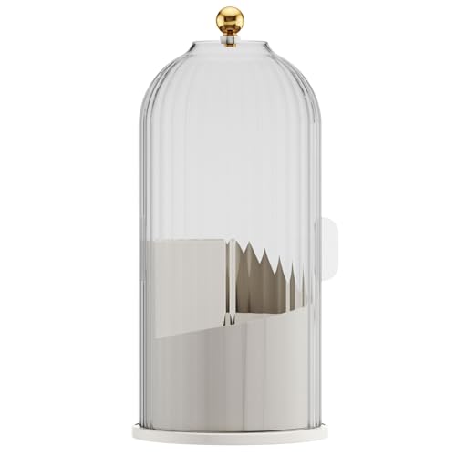 YOOLENS Makeup Brush Holder with Lid 360 Rotating Clear Dustproof Make Up Organizers for Vanity Bathroom Countertop, Transparent | with Lid - color: Transparent