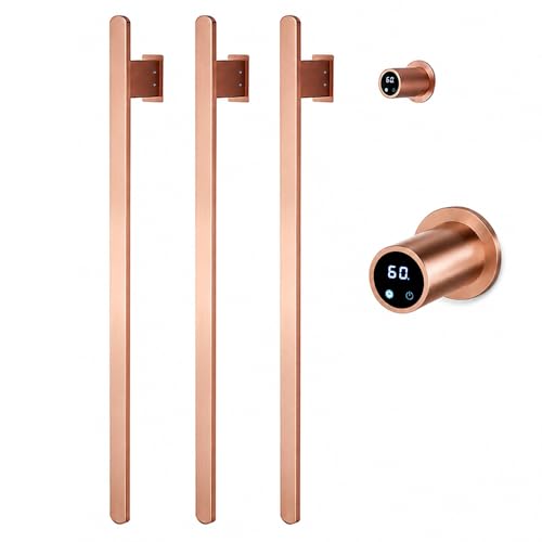 Bathroom Heated Towel Rack, Rose Gold Towel Warmer, 3 Bars, 110V | Smart Touch Control, Wall Mounted, Concealed Hardwired, Stainless Steel, Dry Towels in Modern Bathrooms, Space-Saving Design - color: Rose Gold-3 Bars