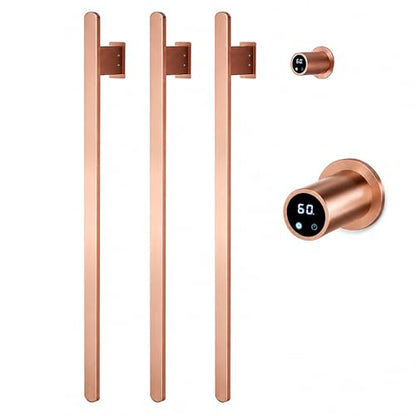 Bathroom Heated Towel Rack, Rose Gold Towel Warmer, 3 Bars, 110V | Smart Touch Control, Wall Mounted, Concealed Hardwired, Stainless Steel, Dry Towels in Modern Bathrooms, Space-Saving Design - color: Rose Gold-3 Bars