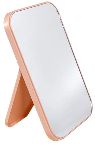 Table Desk Makeup Mirror,Portable Folding Stand Travel Hand mirror,Pink - color: Pink, size: 7.8"L x 6"W