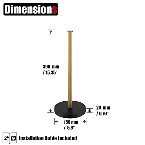 JQK Toilet Paper Storage Stand Gold, 304 Stainless Steel Thicken 0.8mm Tissue Reserve Holder Dispenser for Bathroom, Brushed Gold, TPS180-BG - color: Gold & Black Base