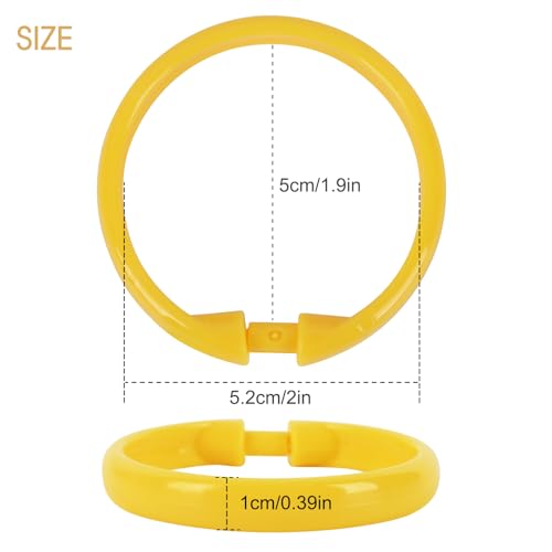Yellow Shower Curtain Hooks - 12 Pcs Circular Plastic Shower Curtain Rings for Bathroom - O Shaped Yellow Shower Hooks Rings for Shower Curtain Rod - color: Yellow