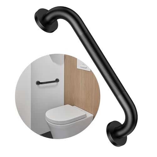 12 Inch Anti Slip Shower Grab Bar, Munzong Oil Rubbed Black Toilet Handrail | Knurled Handicap Balance Bar for Bathtubs and Showers Safety Hand Rail Support Elderly Senior Assist Bath Handle - color: Black, size: 12 Inch