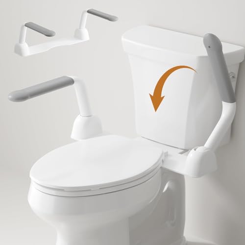 Toilet Safety Rails for Seniors, Super Heavy Duty Handicap Toilet Rails with Foldable Handles, Toilet Safety Frame Rails with Arms for Disabled Pregnant, Toilet Assistance for Elderly