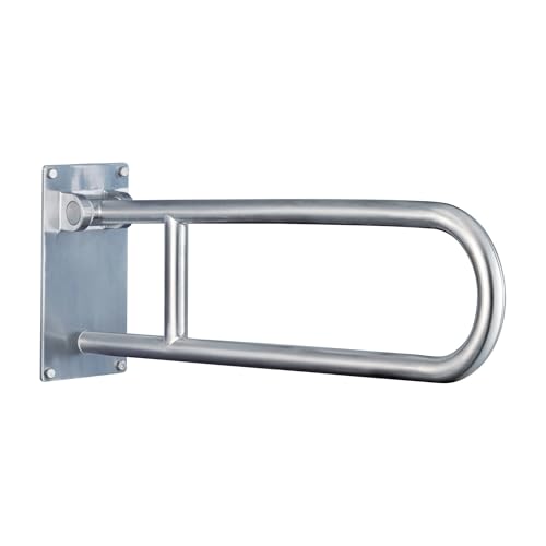 Moen R8960FD 30" Flip-Up Grab Bar, Textured Grip, Stainless | 30" support length, flip-up space saving, textured grip safety, stainless steel durability, wall mount install - color: Peened
