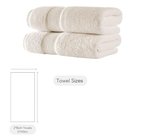 BAGNO MILANO Turkish Towels Hotel-Spa Towel Set, 100% Turkish Cotton | Ultra Soft Plush Absorbent Towels Set (Cream, Bath Towel Set of 2) - color: Cream, size: Bath Towel Set of 2
