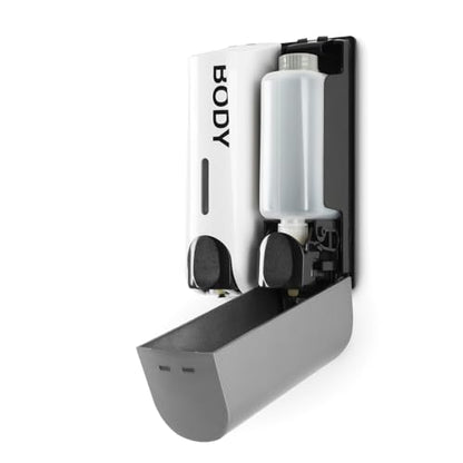 Duo Wall Mounted Shampoo Soap Shower Dispensers with 2x350ml Refillable Bottles, White/Silver - color: Duo White/Silver