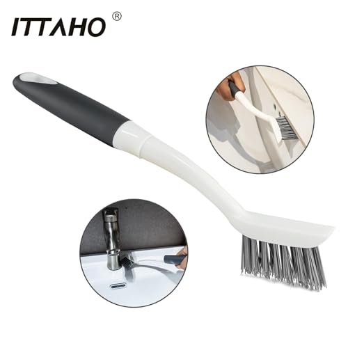 Shower Tile Tub Scrubber Brush with 4 Cleaning Heads,Floor Scrub Brush with 56''Long Handle, Shower Cleaner Brush & Grout Cleaner Brush Set for Shower,Tile, Tub, Bathroom,Kitchen,Walls,Sink