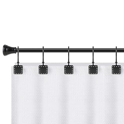 Shower Hooks - Double Shower Curtain Rings for Bathroom - Rust Resistant Shower Curtain Hooks for Shower Curtain or Liner - Shower Curtain Rings with Crystal Design - Set of 12, Matte Black - color: Black