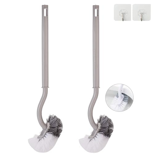 2 Pack Curved Toilet Bowl Brush Without Holder for Bathroom, Compact Toilet Brush Durable Under The Rim Household Deep Cleaning Brushes (Gray Toilet Brush Without Holder) - color: Gray Toilet Brush Without Holder