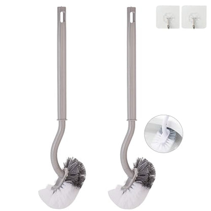 2 Pack Curved Toilet Bowl Brush Without Holder for Bathroom, Compact Toilet Brush Durable Under The Rim Household Deep Cleaning Brushes (Gray Toilet Brush Without Holder) - color: Gray Toilet Brush Without Holder