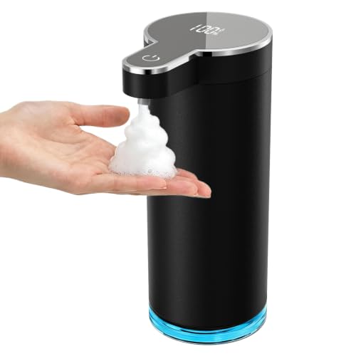 Automatic Foaming Soap Dispenser 12oz/350ml(Black) | Touchless Rechargeable Soap Dispenser for Kitchen & Bathroom, Stainless Steel, 4 Adjustable Foam Levels, USB-C - color: St-01 Foam Black