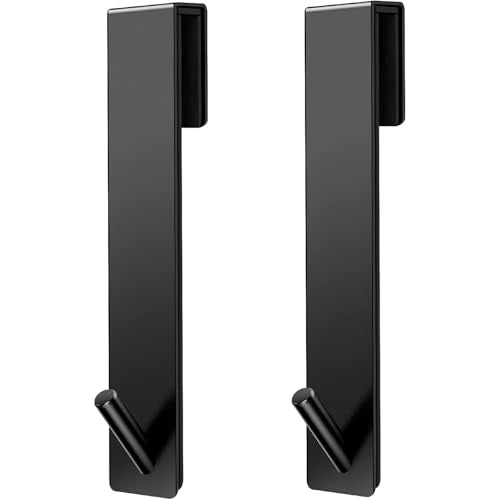 Shower Door Hooks Extended Over Door Hook for Bathroom Frameless Glass Bath Door,Stainless Steel Towel Holder,Heavy Duty Rack Hooks for Robe,Towel Matte Black 2 Pack - color: Matte Black