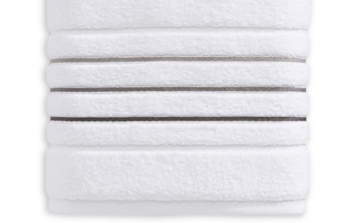 Bath Towels Set for Bathroom – Luxury 6-Piece Cotton Towels, Soft Absorbent & Quick Dry, 600 GSM Bath Towels for Bathroom, Hotel Spa Quality (White/Charcoal, 6- Bath Towel Set) - color: White/Charcoal