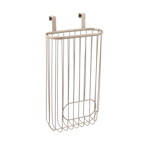 Spectrum Ashley Over The Cabinet Plastic Bag Holder (Satin Nickel Powder Coat) - Grocery & Recycling Bag Dispenser for Kitchen, Bathroom, Under Sink, Home, & Apartment Organization - color: Satin Nickel