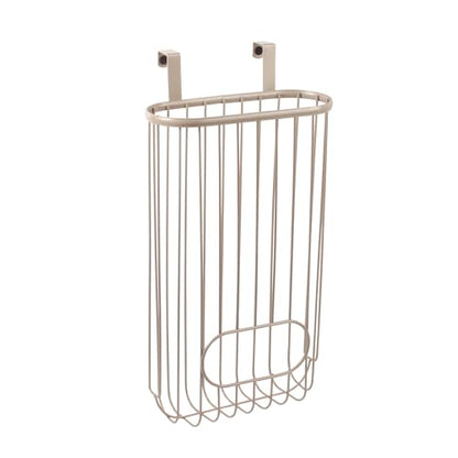 Spectrum Ashley Over The Cabinet Plastic Bag Holder (Satin Nickel Powder Coat) - Grocery & Recycling Bag Dispenser for Kitchen, Bathroom, Under Sink, Home, & Apartment Organization - color: Satin Nickel