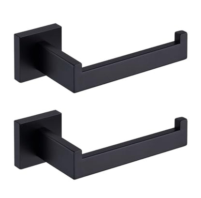 TASTOS Toilet Paper Holder Matte Black, Toilet Tissue Roll Holders Dispenser and Hangers Wall Mounted for Bathroom & Kitchen, Stainless Steel Modern Square Style 2 Pack - color: Matte Black, size: Square (2 pack)