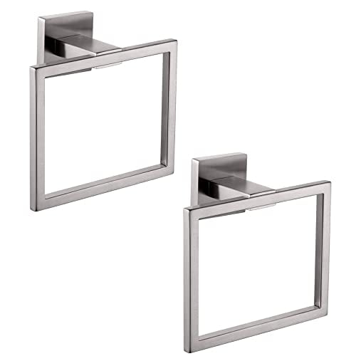 KOKOSIRI Bath Towel Ring 2PC Towel Hanger Bathroom Towel Holder Towel Rack Wall Mounted Stainless Steel 2 Pack, Brushed Steel, B3004BR-P2 - color: Brushed Nickel, size: 2 Pack