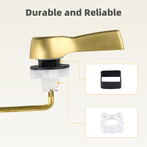 Universal Metal Brushed Gold Toilet Handle Replacement, Brass/Front Mount | Toilet Flush Handle Lever with Adjustable Stainless Steel Chain, Compatible with Kohler, American Standard, TOTO, Mansfield - color: Brushed Gold, style: Front Mount Design